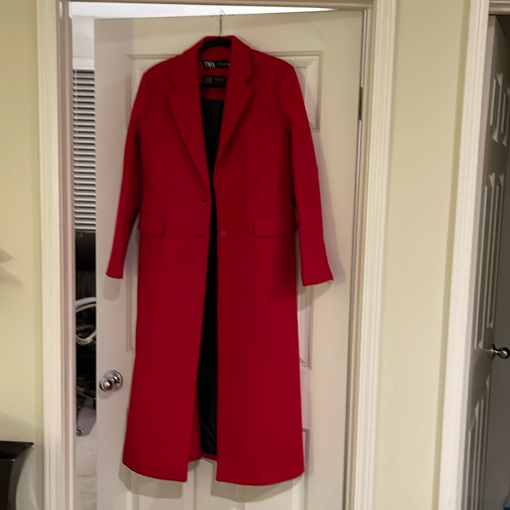 Long wool overcoat.
